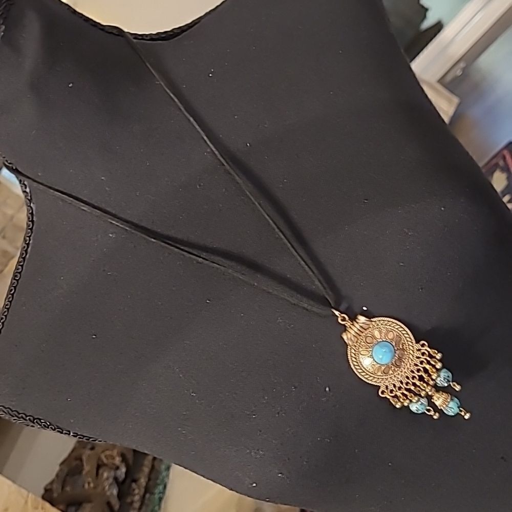 Bronze and Turquoise Black Fashion Necklace